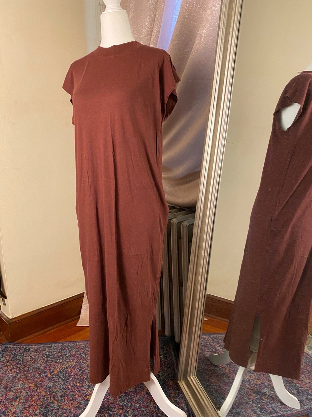 Free People FP Beach Women’s Mauve Brown Muscle-Sleeve Maxi Dress Pockets XS
